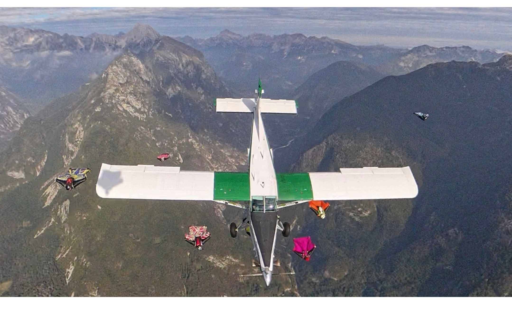 Wingsuit flying in the mountains